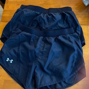 Under Armour navy blue xs women’s running short TWO pair